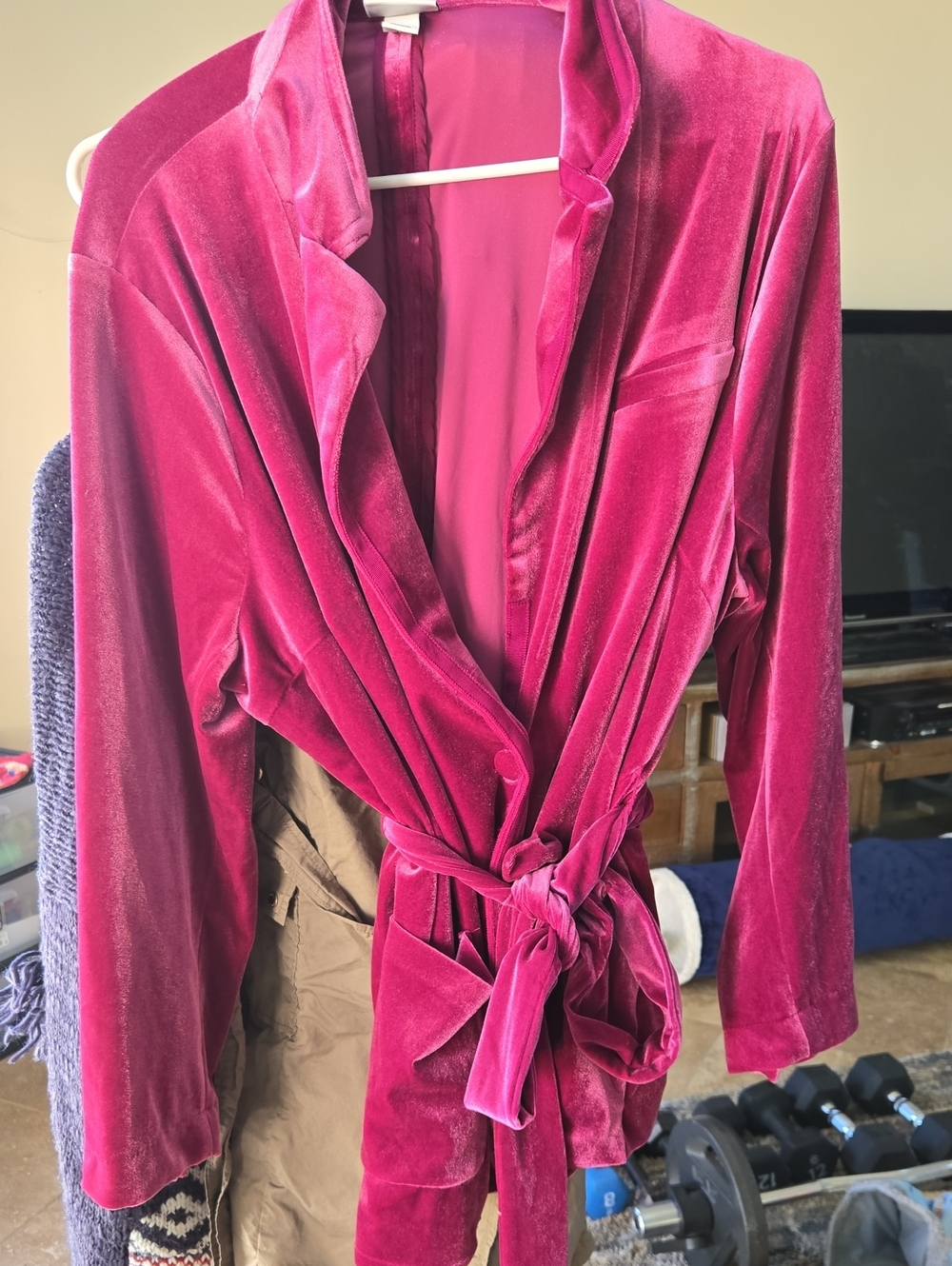 Rare Color Women’s Velvet Wrap Jacket - Fuchsia Pink 2X